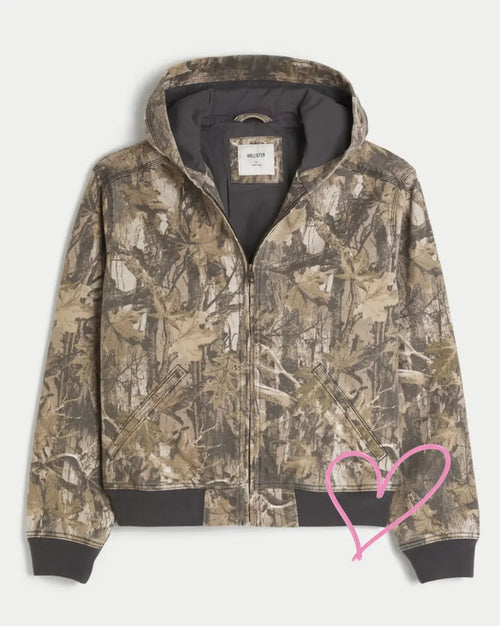 Viral Oversized Camo Zip Up