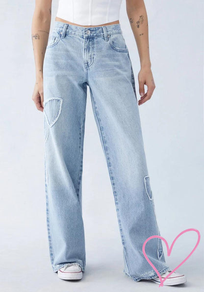La'Féminine Bow Low Rise Baggy Jeans